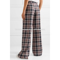 Plissee Plaid Twill Wide-Bein Hosen Herstellung Großhandel Mode Frauen Bekleidung (TA3005P)